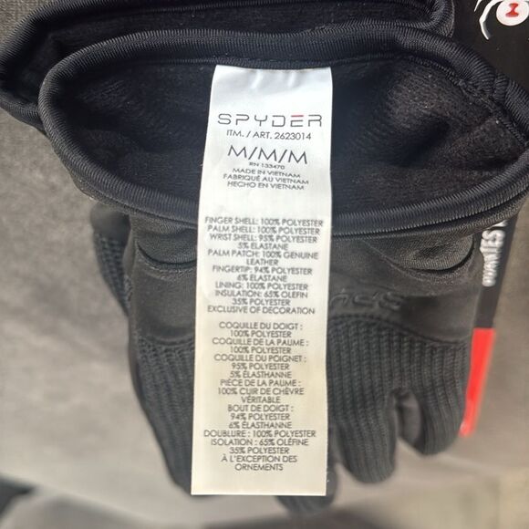 Adult SPYDER Black Unisex Medium Core Conduct Gloves Touchscreen Compatible NEW - Picture 6 of 6